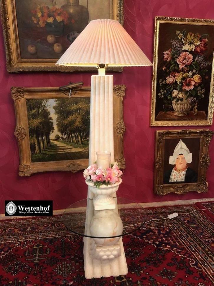 Vintage landelijk staande lamp zuil / sokkel lamp, Huis en Inrichting, Lampen | Vloerlampen, Gebruikt, 150 tot 200 cm, Overige materialen