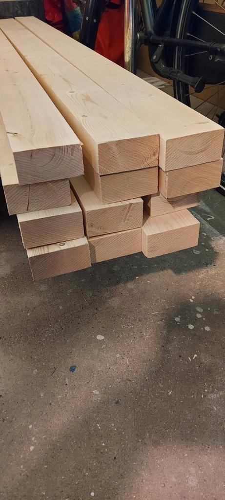Vurenhouten balken, Tuin en Terras, Palen, Balken en Planken, Zo goed als nieuw, Balken, 250 cm of meer, Ophalen
