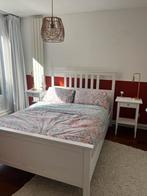Hemnes bedframe + twee hemnes Nachtkastjes, Huis en Inrichting, Slaapkamer | Bedden, Ophalen, Gebruikt, Wit, Tweepersoons