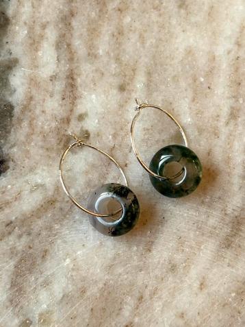 925 sterling zilveren oorbellen met mosagaat beschikbaar voor biedingen