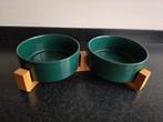 Drink en voerbak keramiek bamboe petrol groen, Ophalen of Verzenden