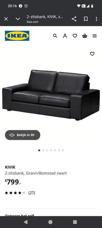 Ikea kivik 2 zits echt leer - afbeelding 4