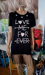 Leuk zwart jurkje lang shirt met franjes Elisaimmagine 38/40, Kleding | Dames, Jurken, Maat 38/40 (M), Zwart, Ophalen of Verzenden