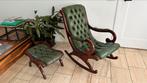 Chesterfield Schommelstoel + Voetenbank vintage engels, Ophalen