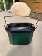 Vintage Geëmailleerde Koelbox/Lunchbox met Handvat Groen Zwa, Ophalen of Verzenden