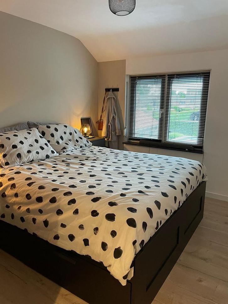 Zwart bedframe met opberglades, Huis en Inrichting, Slaapkamer | Bedden, Gebruikt, Tweepersoons, 160 cm, 200 cm, Hout, Zwart, Ophalen