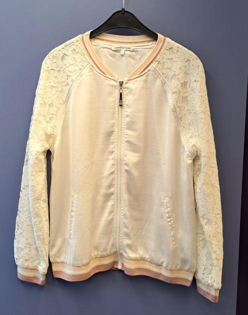 Tramontana vestje creme satin met broderie mouwen L nr 45384, Kleding | Dames, Truien en Vesten, Zo goed als nieuw, Maat 42/44 (L)