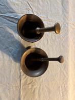 Twee zware vijzels met stamper, Antiek en Kunst, Antiek | Koper en Brons, Ophalen, Brons