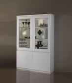 Vitrinekast 2 deuren hoogglans wit marmer zwart SALE, Huis en Inrichting, Nieuw, Glas, 25 tot 50 cm, Ophalen of Verzenden