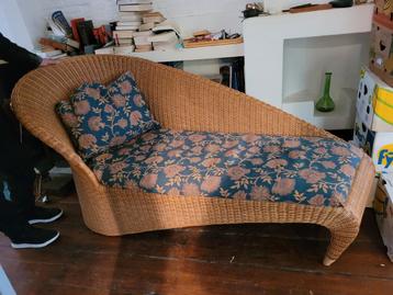 Vintage Rotan wicker loungebank mid-century 1960s 180x96 beschikbaar voor biedingen