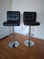 Set van 2 zwarte barkrukken, Ophalen, Leer, In hoogte verstelbaar, 60 tot 90 cm