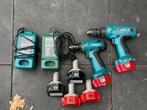 Makita Accuboormachines - 6 Accu's, 2 Laders, Doe-het-zelf en Verbouw, Gereedschap | Boormachines, Ophalen, Gebruikt, Minder dan 400 watt