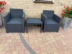 2 grijs/zwart tuinstoelen/balkonstoelenen tafeltje, Tuin en Terras, Gebruikt, Wicker, Stoel, Ophalen