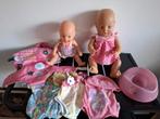 2 babypoppen , draagzak met kleding, Ophalen of Verzenden, Zo goed als nieuw, Babypop