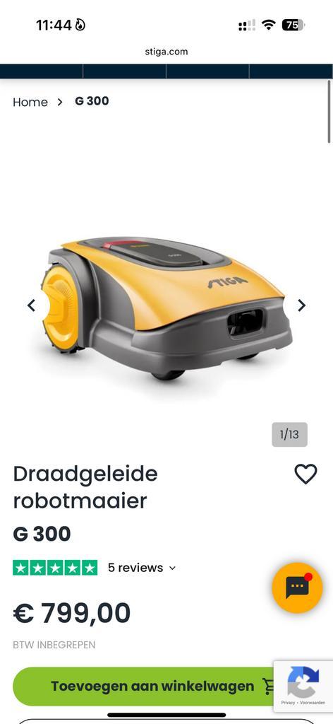 Stiga G300 robotmaaier, nieuw en ongebruikt, Tuin en Terras, Robotmaaiers, Zo goed als nieuw, Minder dan 20 cm, Ophalen