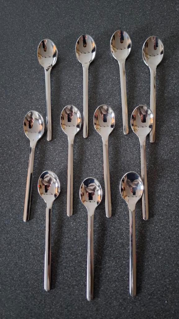 Van Nelle RVS Lepeltjes - Nieuwstaat - Verzamelobject, Antiek en Kunst, Antiek | Bestek, Ophalen of Verzenden