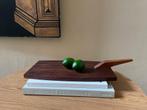 Rechthoekige Teakhouten Tray met Handvat Amsterdamse School, Ophalen of Verzenden, Gebruikt, Rechthoekig, Hout
