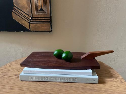 Rechthoekige Teakhouten Tray met Handvat Amsterdamse School, Huis en Inrichting, Woonaccessoires | Dienbladen, Gebruikt, Hout