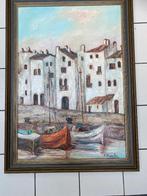 schilderij havengezicht A.Miranda, 1971, Marbella, Antiek en Kunst, Ophalen of Verzenden