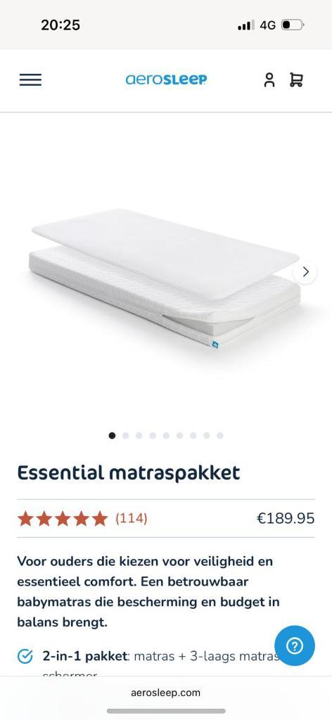 AeroSleep peutermatras 70x140 + ventilerende topper, Huis en Inrichting, Slaapkamer | Matrassen en Bedbodems, Zo goed als nieuw
