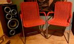 2 mooie tecta stoelen rood oranje patent 03 13 825, Huis en Inrichting, Twee, Ophalen of Verzenden, Zo goed als nieuw, Metaal