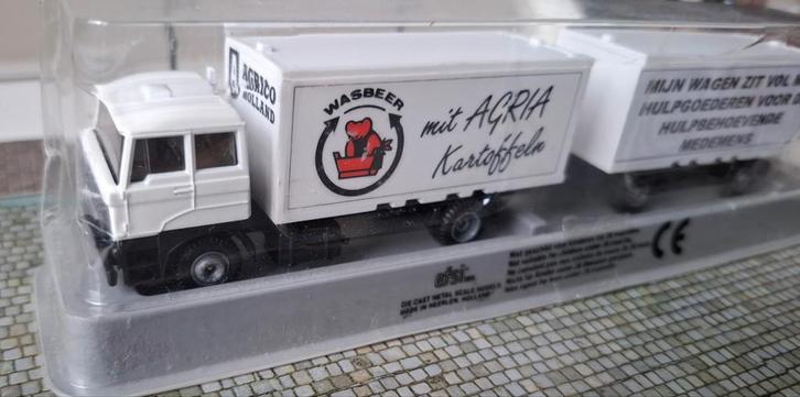 Efsi DAF 3300 turbo bakwagen + aanhanger Agria, 1/87, Hobby en Vrije tijd, Modelauto's | 1:87, Gebruikt, Bus of Vrachtwagen, Efsi