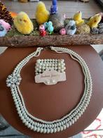 Parel ketting armband en oorknoppen Nieuw, Kunststof, Wit, Nieuw, Ophalen of Verzenden