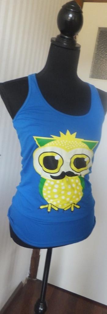 Leuke top / singlet / tanktop uil cobalt blauw maat 38 M., Kleding | Dames, Tops, Zo goed als nieuw, Maat 38/40 (M), Blauw, Zonder mouw