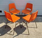 277 x Vintage kuipstoelen oranje kantine stoelen horeca cafe, Ophalen of Verzenden, Zo goed als nieuw, Kunststof, Vijf, Zes of meer stoelen