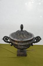 Brocante antieke gietijzeren tuinvaas/ jardinière met oren, Antiek en Kunst, Curiosa en Brocante, Ophalen of Verzenden