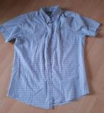 BLAUW GERUIT OVERHEMD MET KORTE MOUW MAAT 39 / 40, Kleding | Heren, Overhemden, Ophalen of Verzenden, Zo goed als nieuw, Blauw