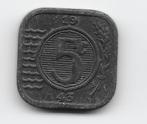 Nederland 5 cent 1943 zink KM# 172, Postzegels en Munten, Munten | Nederland, Koningin Wilhelmina, Losse munt, 5 cent, Verzenden