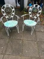 2 romantische ijzeren vintage stoelen, Ophalen, Gebruikt, Metaal