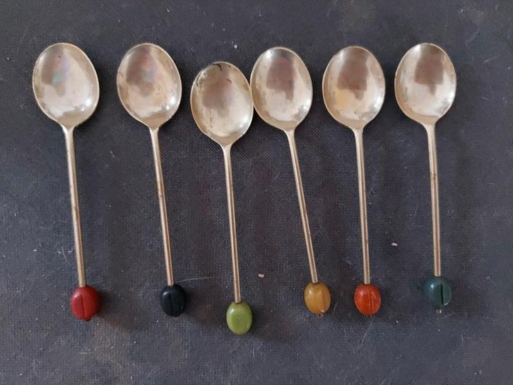 6 vintage lepeltjes., Antiek en Kunst, Antiek | Bestek, Ophalen of Verzenden