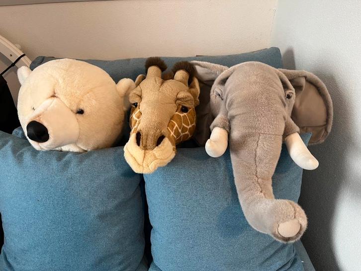 Dierenkoppen Bibib ijsbeer, olifant, giraf❤️voor kinderkamer, Kinderen en Baby's, Kinderkamer | Inrichting en Decoratie, Zo goed als nieuw