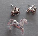 Broche en oorbellen paard, Ophalen of Verzenden, Gebruikt, Zilver, Hangers