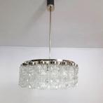 Mid Century vintage Kroonluchter glas chrome, Ophalen of Verzenden, Glas, Minder dan 50 cm