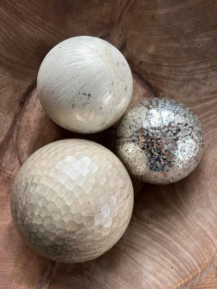 3 Grote Kerstballen Landelijke Stijl, Diversen, Kerst, Zo goed als nieuw, Ophalen
