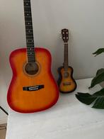 Akoestische gitaar + tas & ukulele, Muziek en Instrumenten, Ophalen, Gebruikt, Overige typen