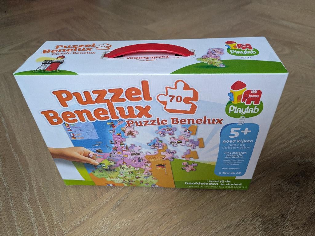 NIEUW! Jumbo - Benelux puzzel landkaart - 70 stukjes, Ophalen of Verzenden, Meer dan 50 stukjes, Nieuw