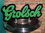 GROLSCH LEDVERLICHTING OP KUNSTOF DISPLAY VOOR IN UW MANCAVE, Verzamelen, Biermerken, Ophalen, Zo goed als nieuw, Reclamebord, Plaat of Schild
