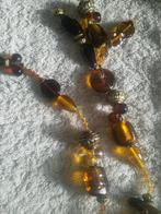 Vintage collier van kunst glas in oranje bruin tinten, Ophalen of Verzenden, Gebruikt, Bruin, Overige materialen