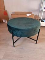 Groene poef met metalen onderstel - 50 cm, Huis en Inrichting, Tafels | Salontafels, Ophalen, Rond, 50 tot 100 cm, Zo goed als nieuw