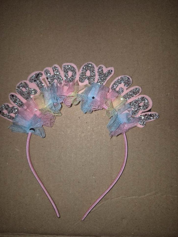 Haarbeugel Birthday Girl - Verjaardagsfeest, Kinderen en Baby's, Carnavalskleding en Verkleedspullen, Nieuw, Meisje, Ophalen of Verzenden