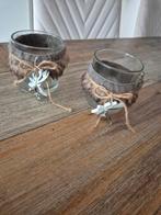 Waxinelichtjes houders met rendier eraan, Ophalen of Verzenden, Gebruikt, Overige materialen, Minder dan 25 cm