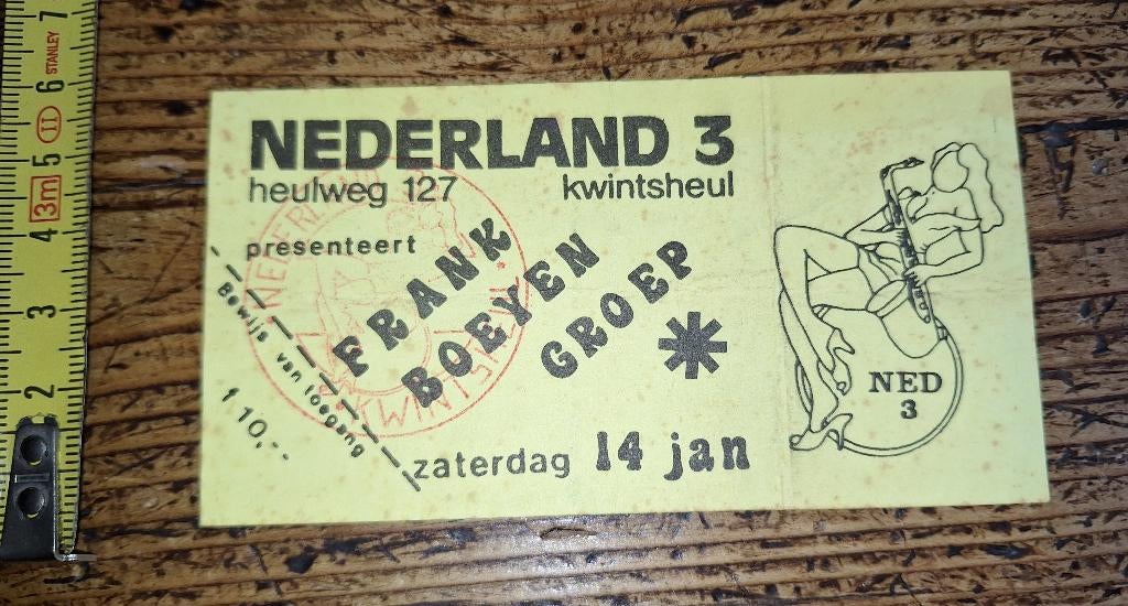 ticket FRANK BOEYEN GROEP 1983 Kwintsheul (bouijen), Ophalen of Verzenden, Gebruikt, Foto of Kaart