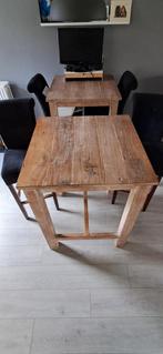 2x Teakhouten sta/poker/eetkamer tafels + 4 Barkrukken, Ophalen of Verzenden, Gebruikt