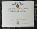 Origineel US Army Achievement Medaille Blanco Certificaat, Verzenden, Landmacht, Amerika, Lintje, Medaille of Wings