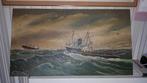 schilderij ZWARTE ZEE  in actie  C.Baas, Antiek en Kunst, Ophalen of Verzenden