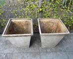 Vintage bloembakken grijs/taupe (set 2 stuks), Ophalen, Kunststof, Gebruikt, Minder dan 60 cm